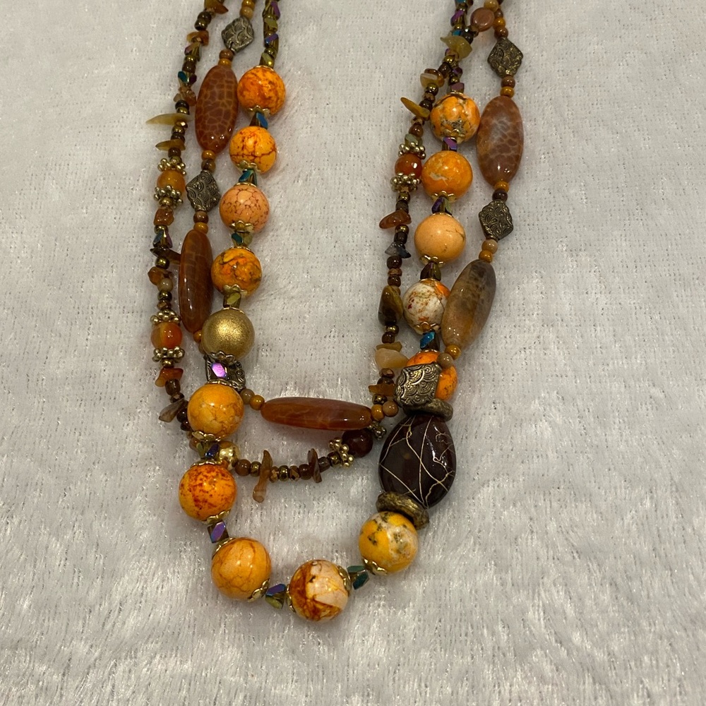 🧡 Glass and Stone 3 layer Necklace 🧡